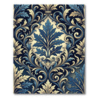 Elegant Navy and Gold Acanthus Damask Rug