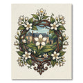 Elegant White Jasmine French Manor Wreath Rug
