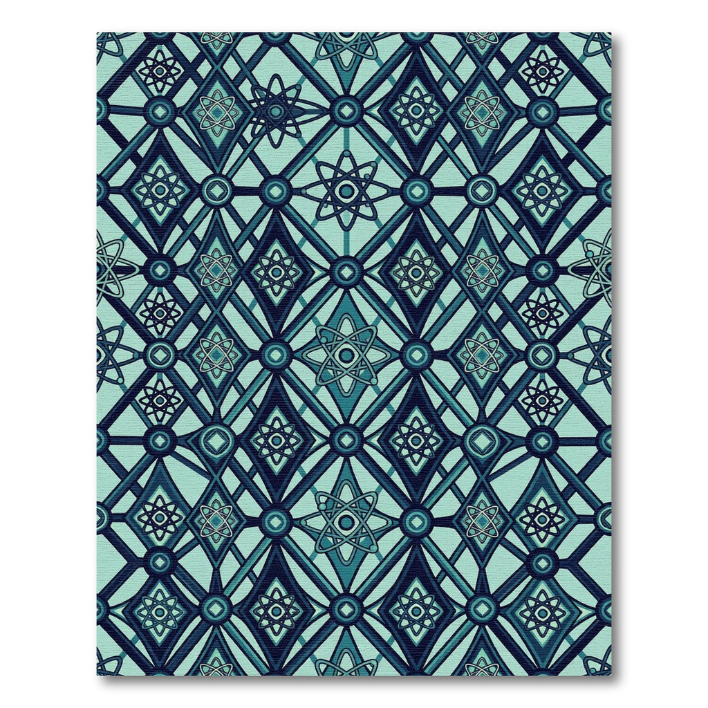 Teal Atomic Diamond Geometric Medallion Rug