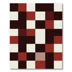Modern Crimson and Cream Block Mosaic Rug
