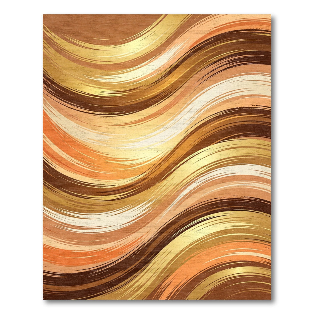 Golden Ochre Abstract Fluid Wave Rug