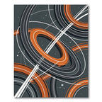 Modern Cosmic Orange and Gray Orbit Rug