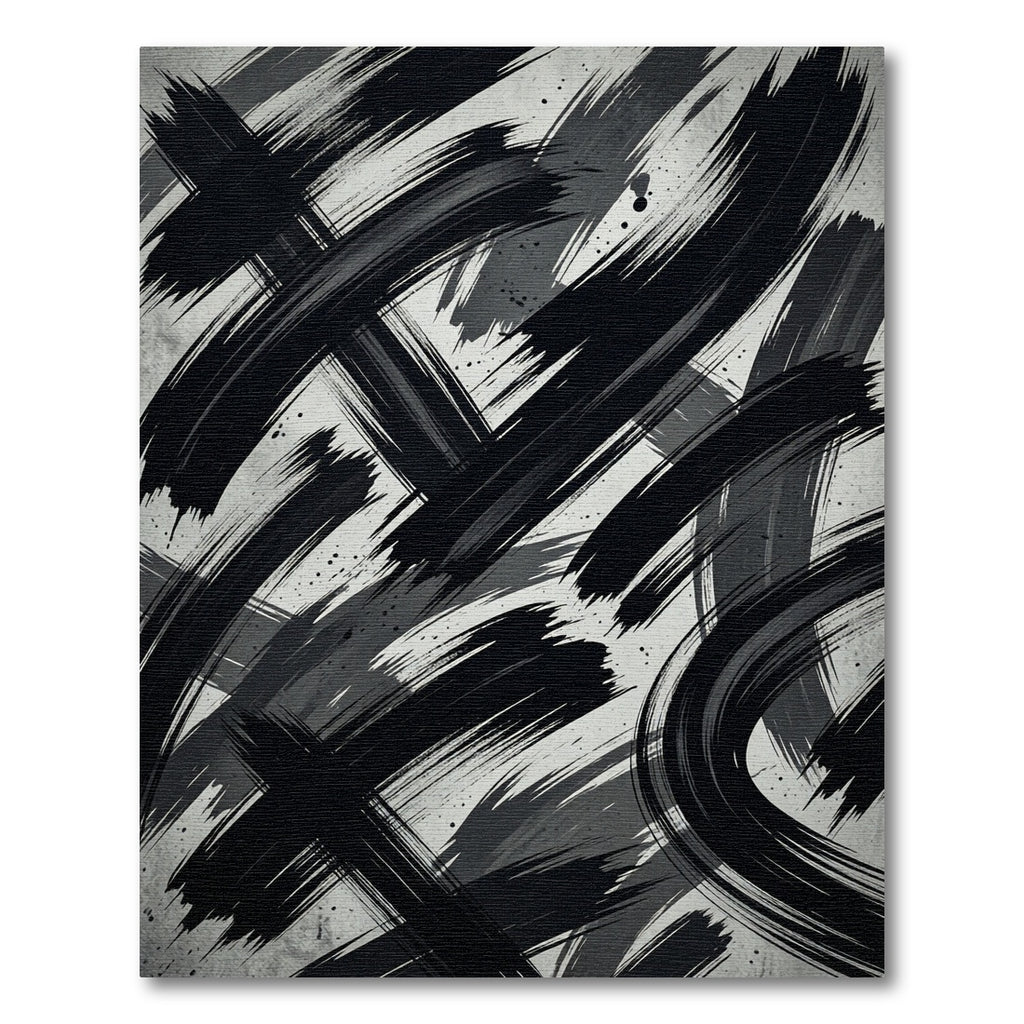 Monochrome Abstract Ink Stroke Rug