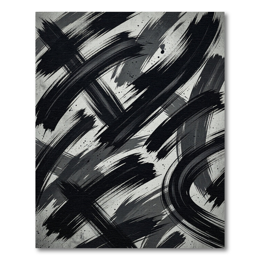 Monochrome Abstract Ink Stroke Rug