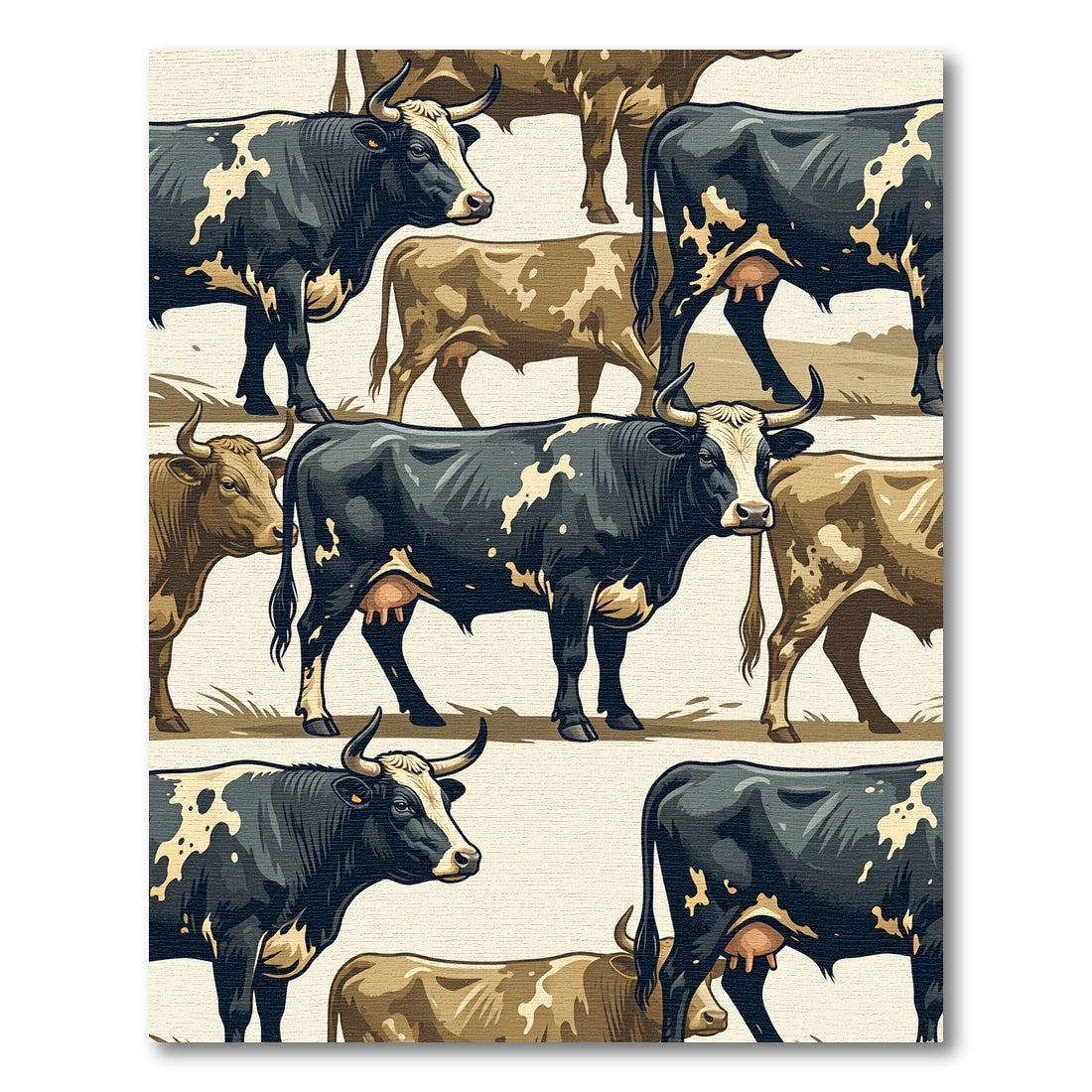 Vintage Farmstead Black and Tan Cattle Rug