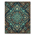 Teal and Gold Botanical Nautical Medallion Rug