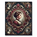 Regal Venetian Portrait Baroque Scrollwork Rug
