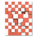 Modern Dimensional Coral and White Checkerboard Rug