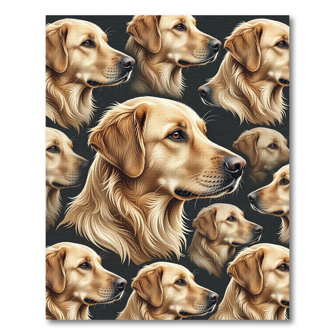 Golden Retriever Portrait Repeating Art Rug