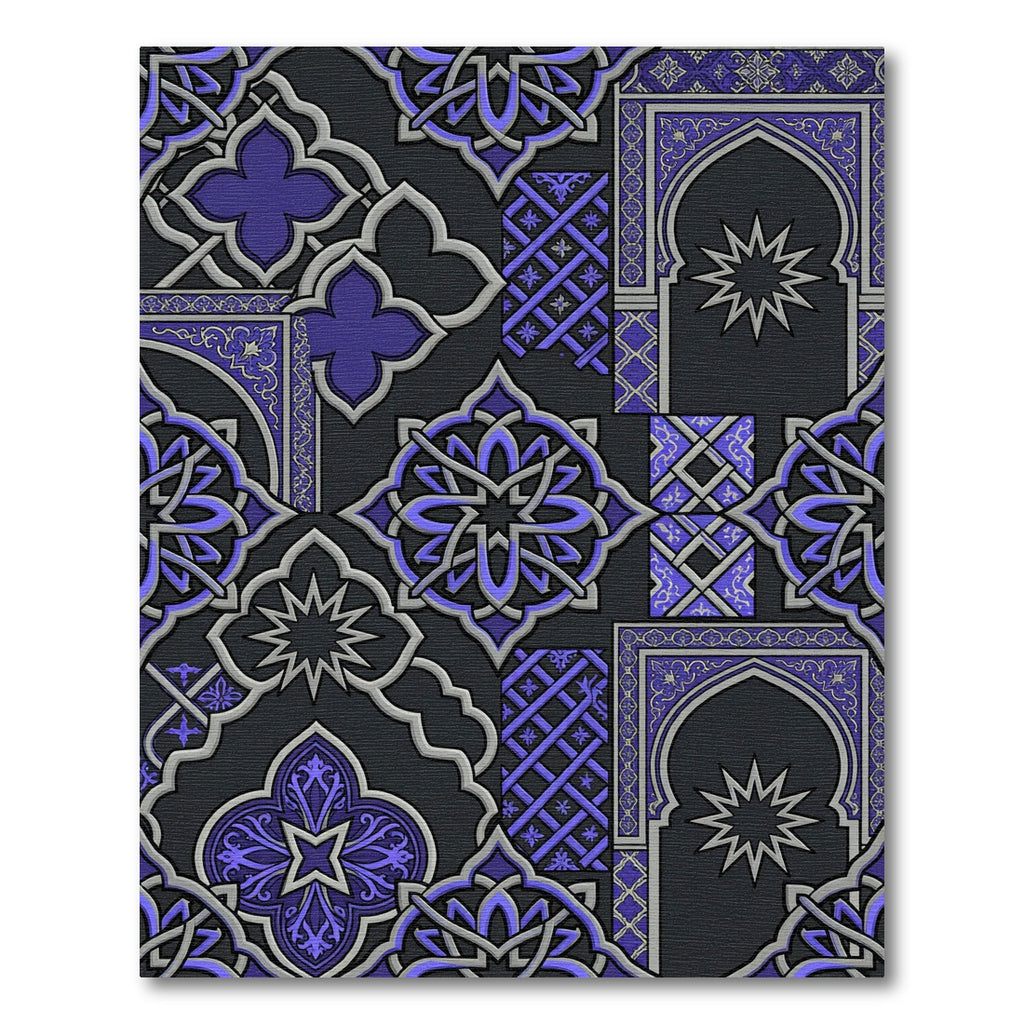 Deep Blue Geometric Arch Medallion Rug
