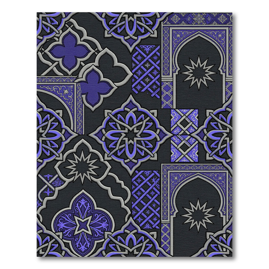Deep Blue Geometric Arch Medallion Rug