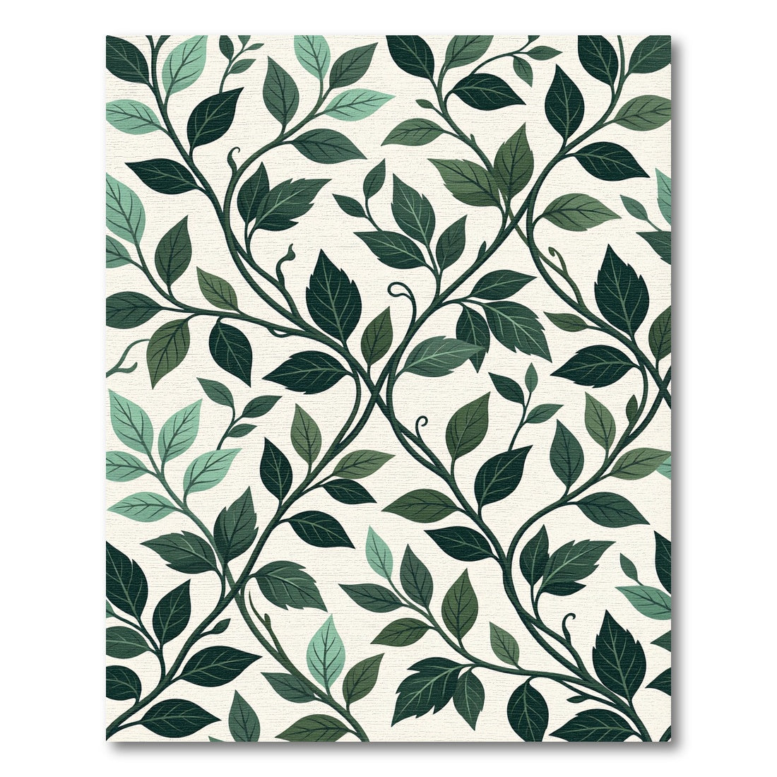 Elegant Dark Green Botanical Vine Foliage Rug