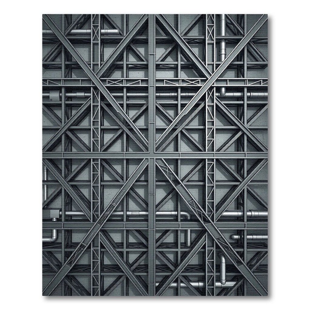 Gray Industrial Metal Framework Rug
