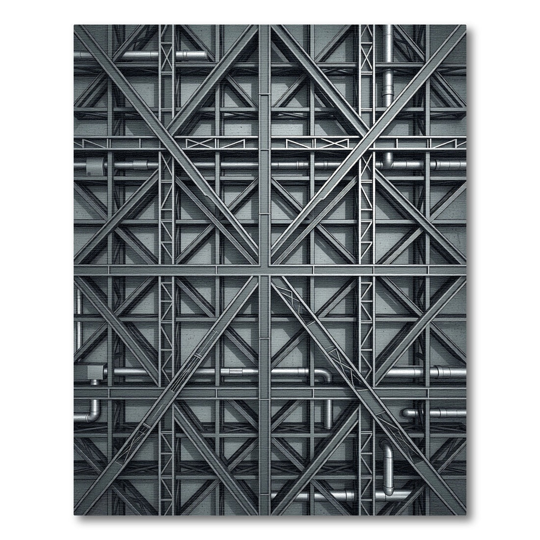 Gray Industrial Metal Framework Rug