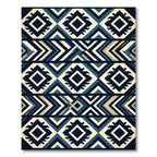Midnight Blue Geometric Tribal Diamond Rug