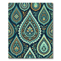 Teal Gold Paisley Floral Damask Rug