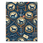 Coastal Nautical Labrador Anchor Navy Mural Rug