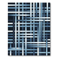 Modern Blue Gradient Interwoven Grid Rug