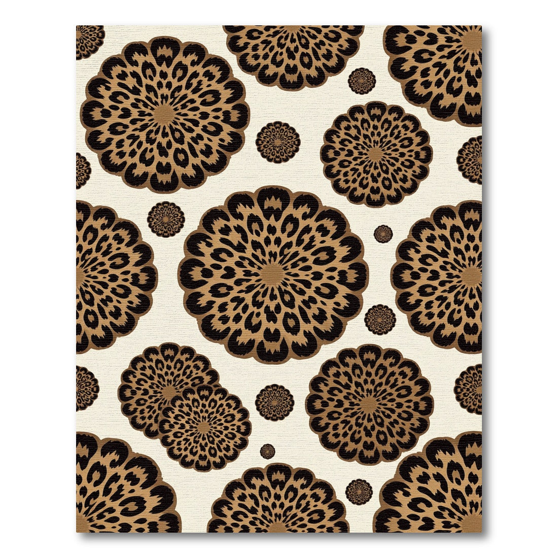 Brown Leopard Floral Medallions Rug