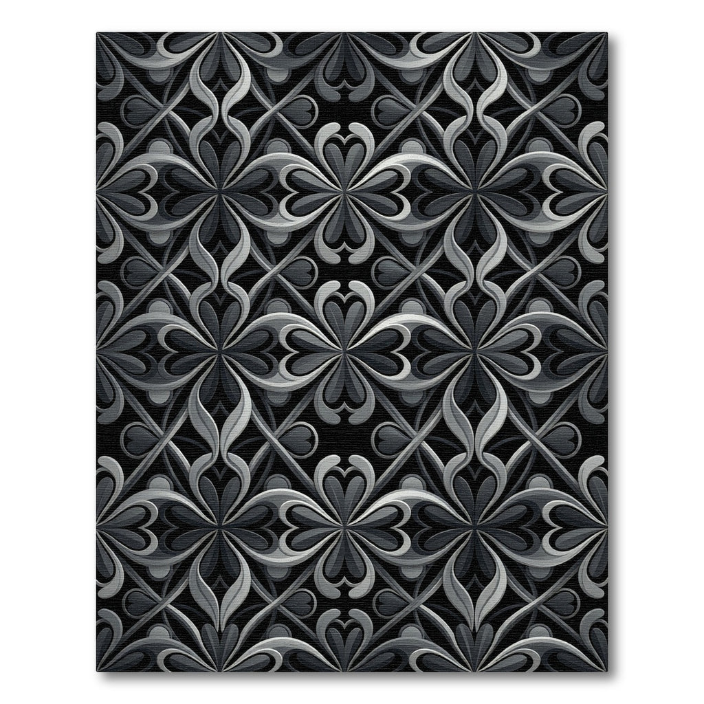 Intricate Gray Floral Lattice Rug