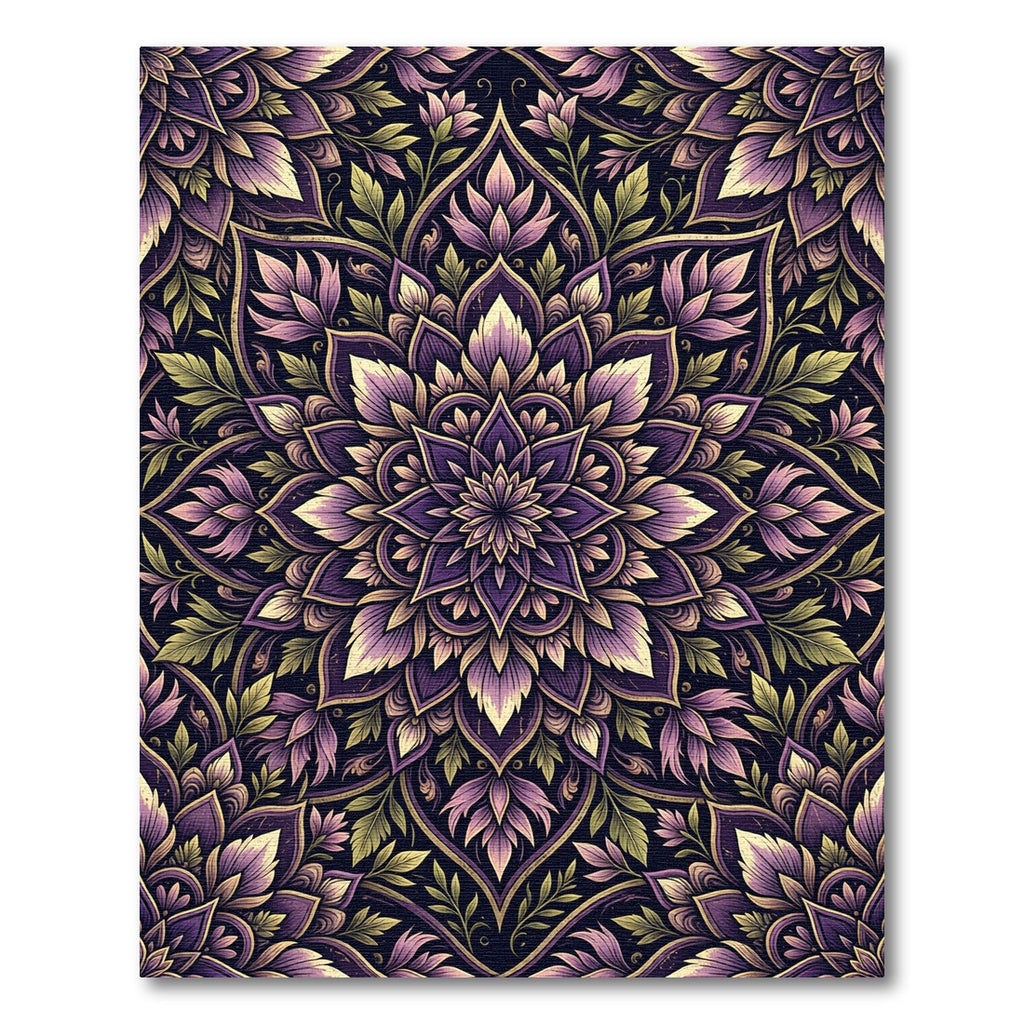 Sophisticated Deep Purple Floral Mandala Rug