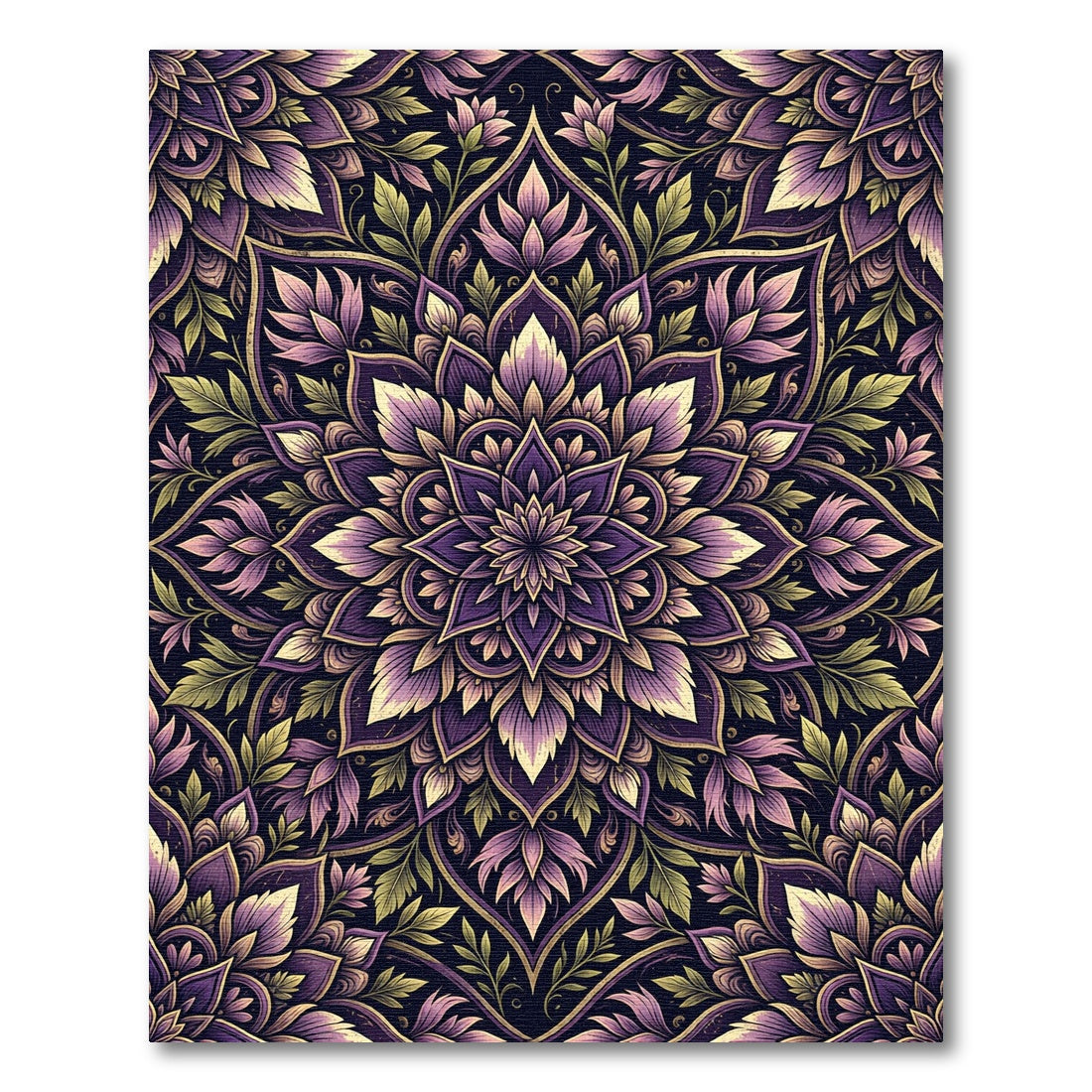 Sophisticated Deep Purple Floral Mandala Rug