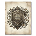 Ornate Golden Emblem Floral Border Rug