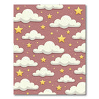 Whimsical Dusty Rose Sleepy Starry Clouds Rug