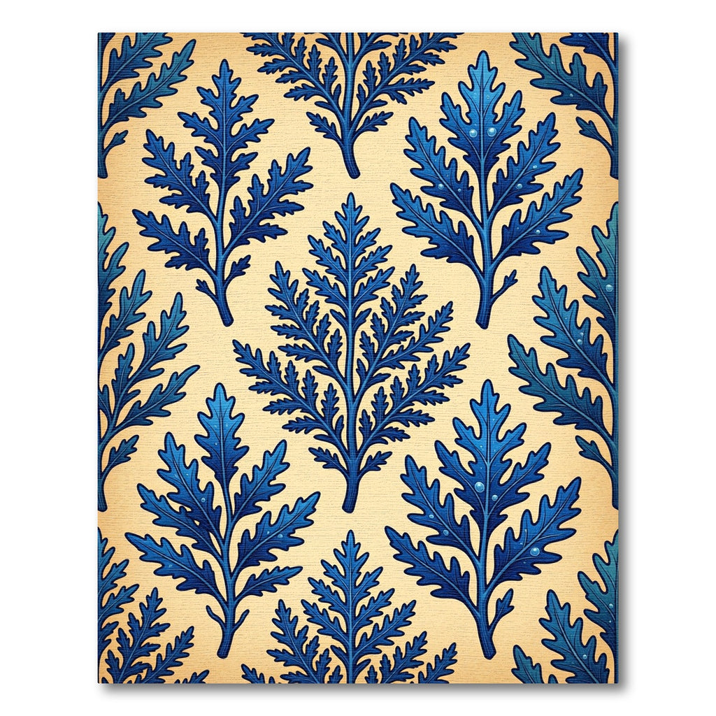 Indigo Botanical Fern Leaf Cream Backdrop Rug