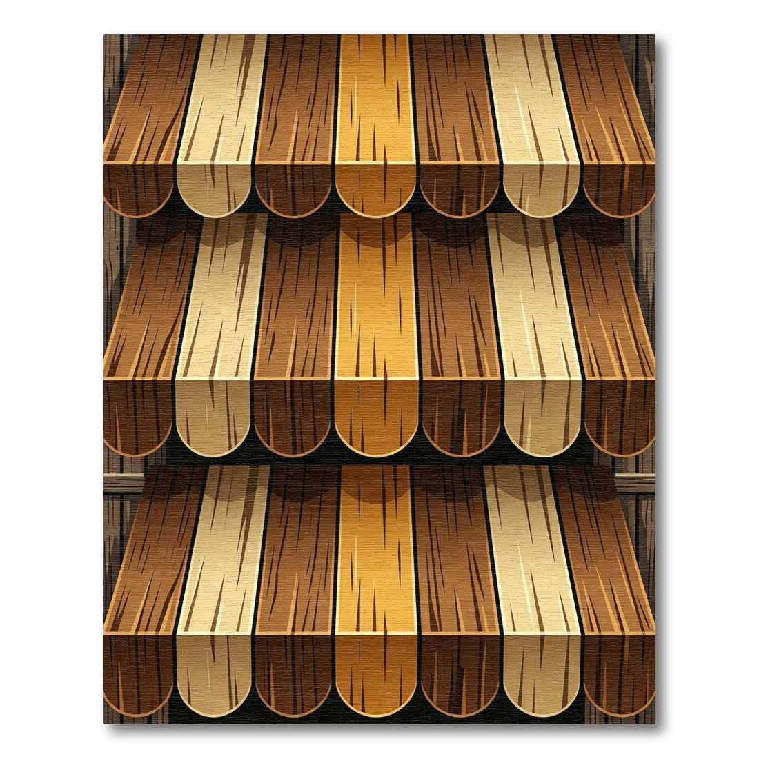 Rustic Earthy Toned Vertical Wood Slat Rug