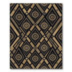 Gold Black Ornate Geometric Diamond Rug