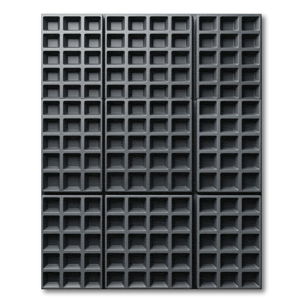 Minimalist Charcoal Structured Grid Square Rug