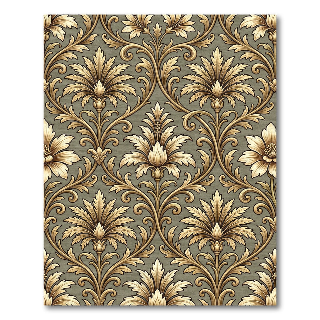 Golden Acanthus Leaf Scroll Rug
