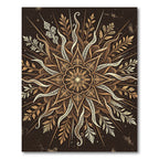 Earthy Gold Celestial Starburst Mandala Rug