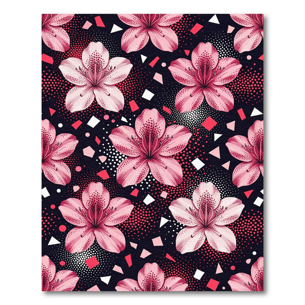 Pink Blossom Confetti Geometric Pattern Rug