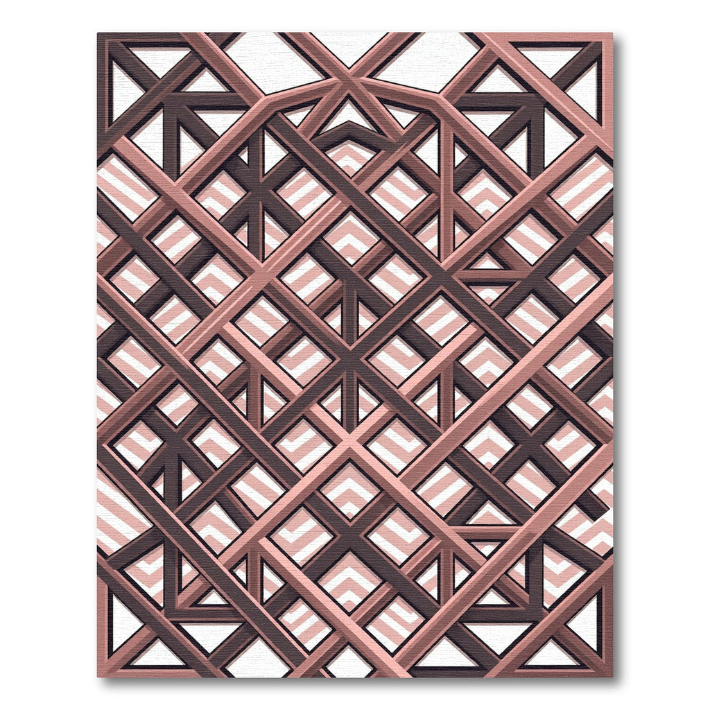 Copper Metallic Intersecting Geometric Lattice Rug