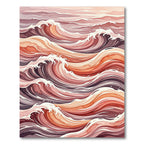 Coral Waves Artistic Watercolor Rug