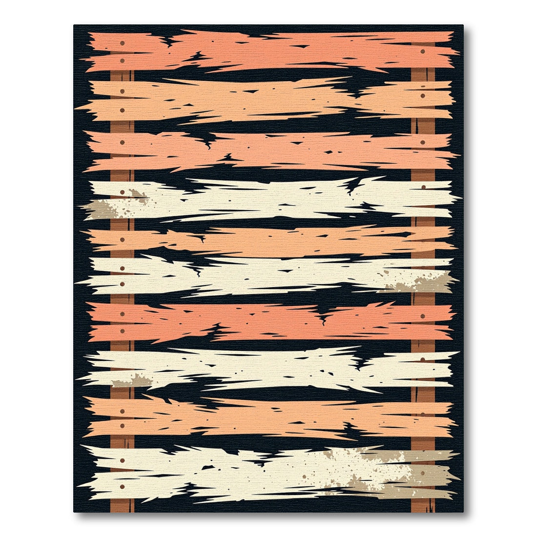 Rustic Orange Cream Wood Plank Rug
