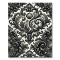 Ornate Black and White Acanthus Scroll Rug