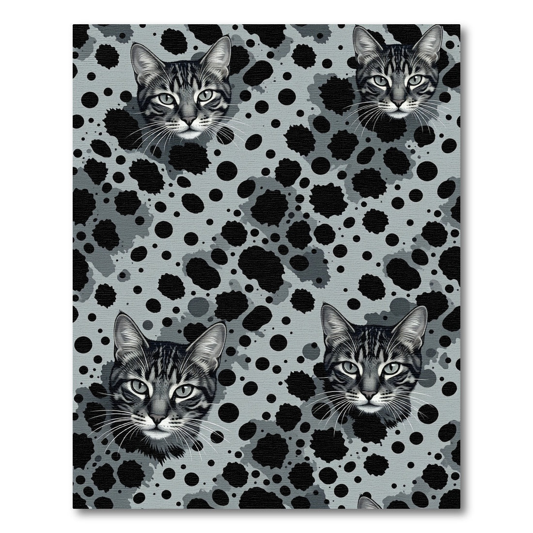 Gray Abstract Cat Head Splatter Rug