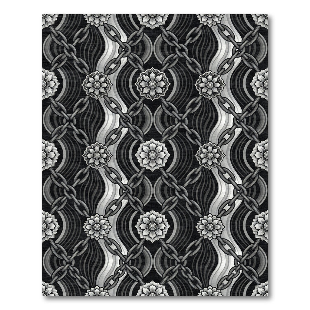 Monochromatic Floral Chain Loom Rug