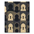 Elegant Gold Black Arched Keyhole Rug