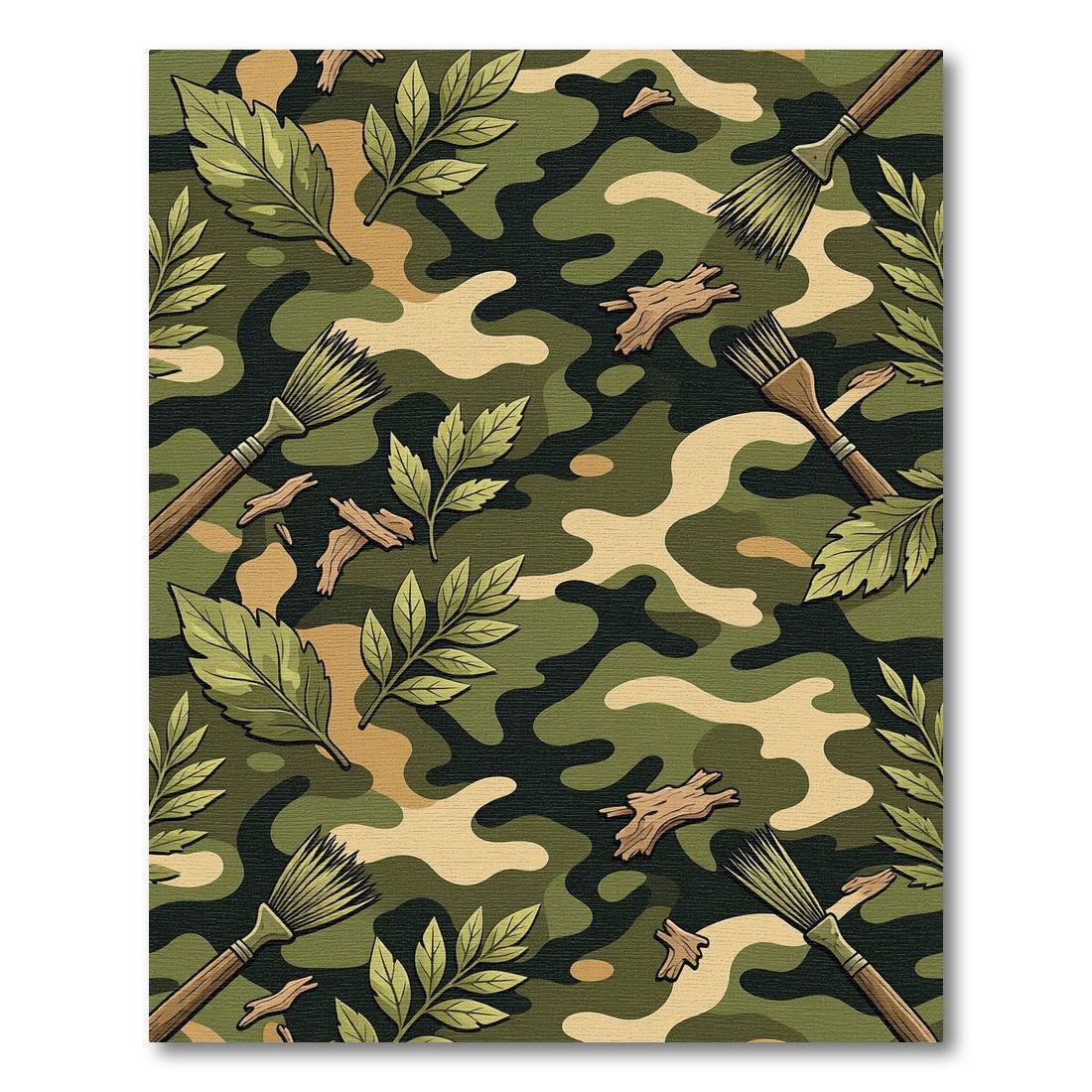 Forest Camouflage Foliage and Brush Rug