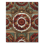 Crimson Acanthus Laurel Border Rug
