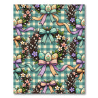 Pastel Gingham Easter Wreath Floral Rug