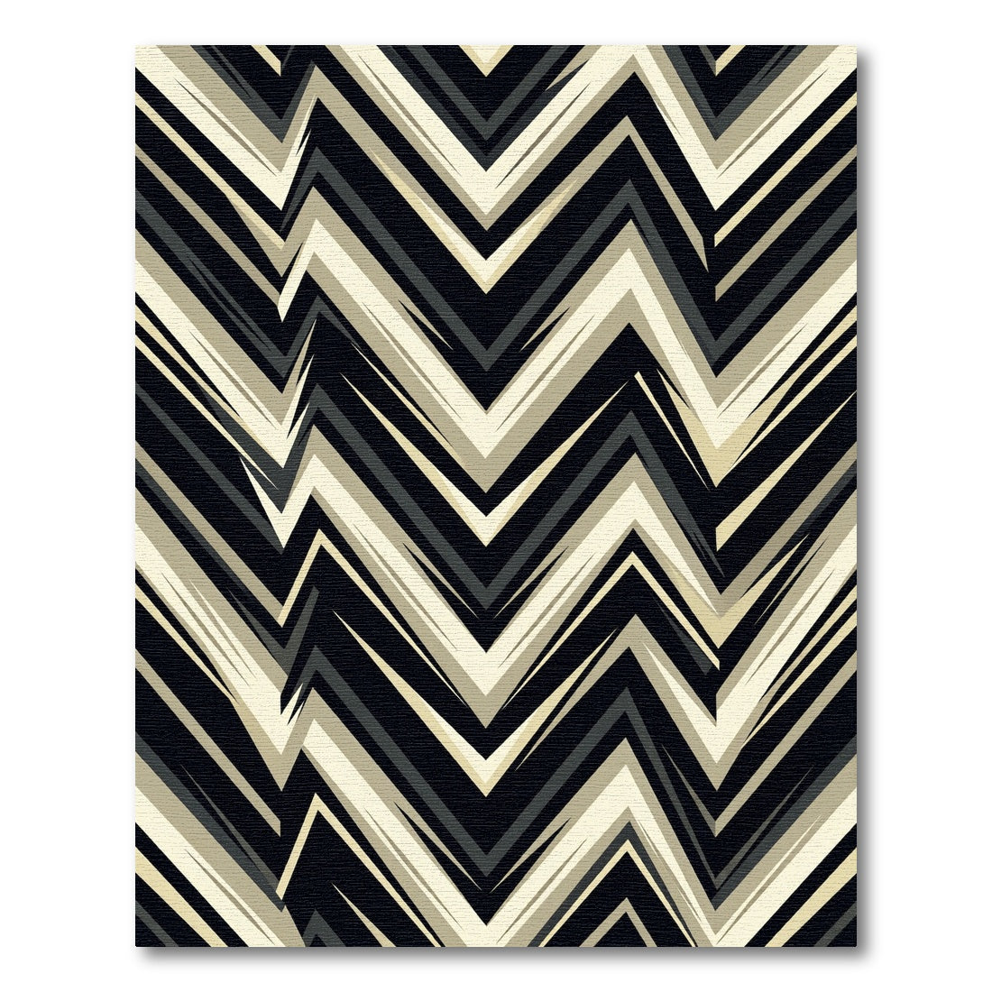 Sharp Zigzag Black Cream Gray Lines Rug