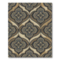 Ornate Midnight Gold Damask Medallion Rug