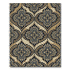 Ornate Midnight Gold Damask Medallion Rug