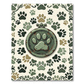 Distressed Military Green Paw Medallion Rug