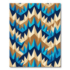 Geometric Blue and Gold Jagged Peak Rug